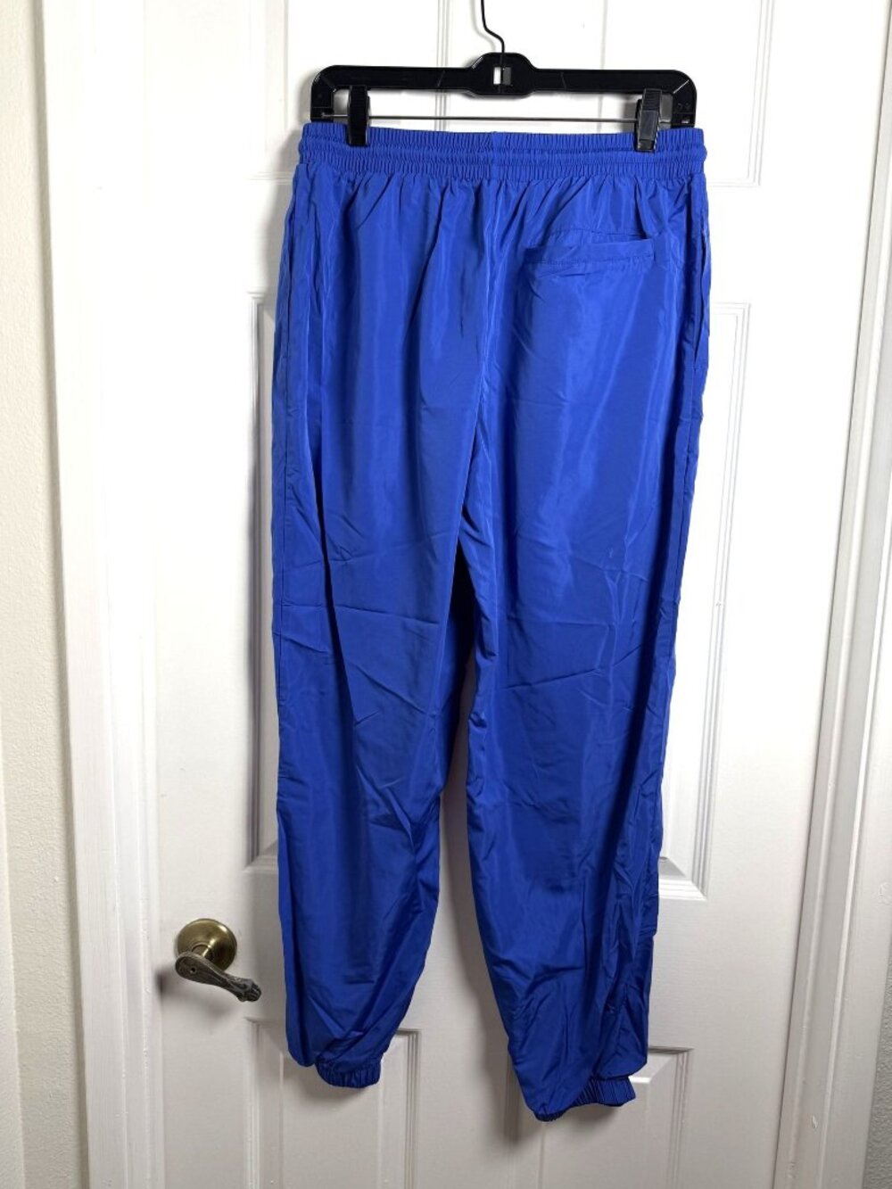 Forever 21 Cobalt Blue Nylon Joggers Size Large Elastic Drawstring Waist B41 - Picture 7 of 7
